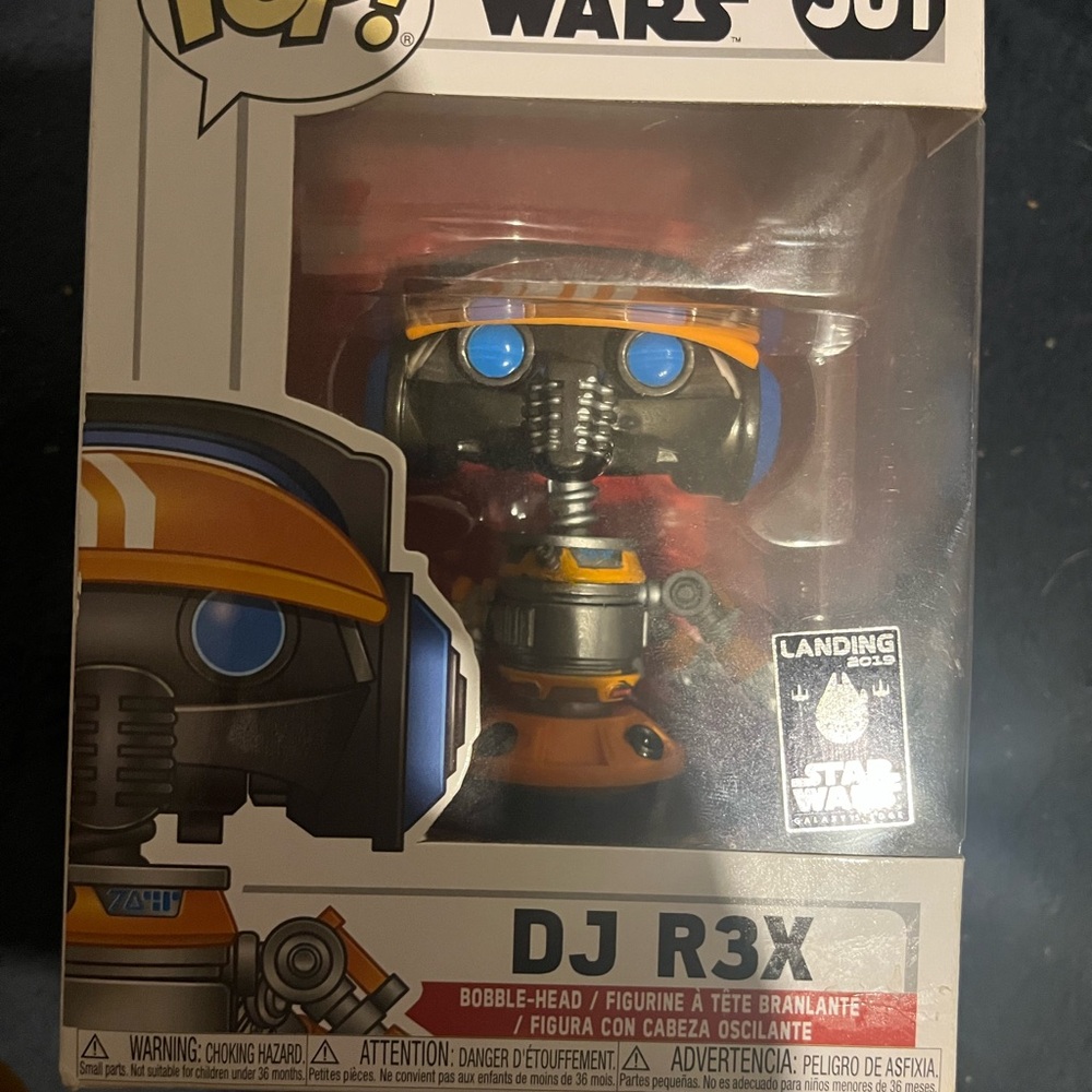 Funko DJ R3X Figure with Orange and Blue Accents